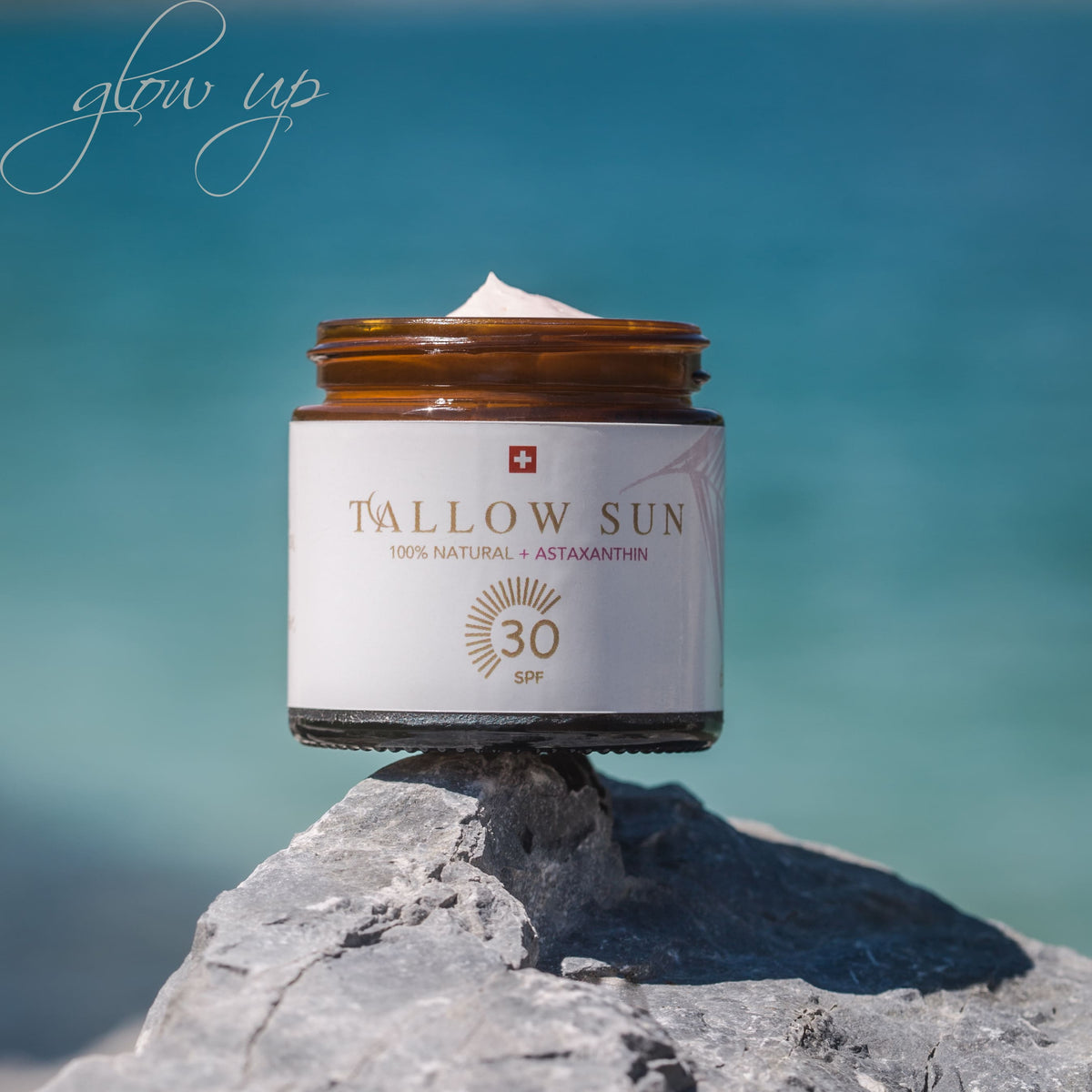 Tallow Sun auf Felsen mit alpinem Panorama
